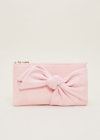 Phase Eight Pink Suede Bow Bags Pink Australia | RS2605418